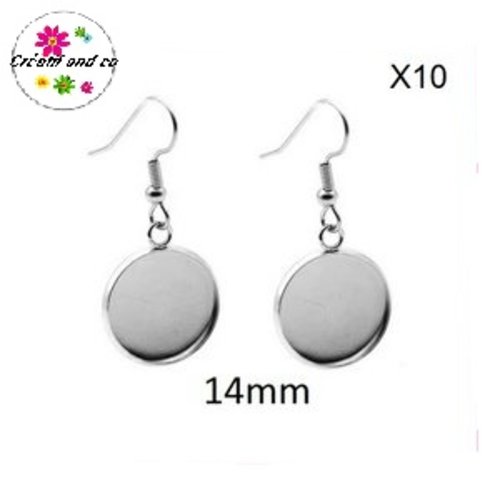 X10 supports boucles d'oreilles acier inoxydable pour cabochon 14mm
