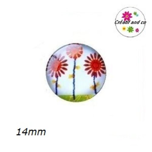 X2 cabochons trio de fleurs 14mm