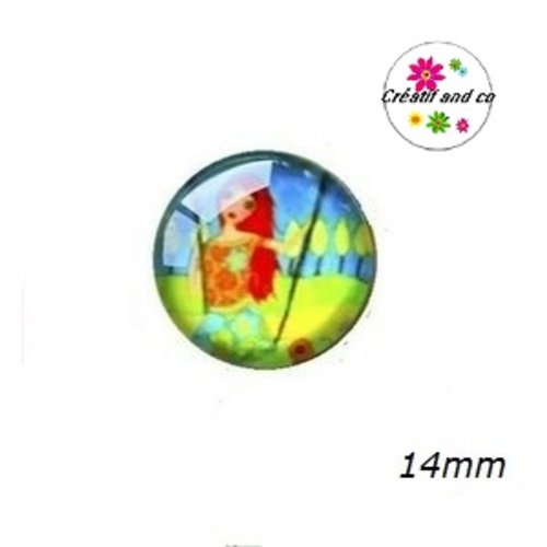 X2 cabochons fille sur balançoire 14mm