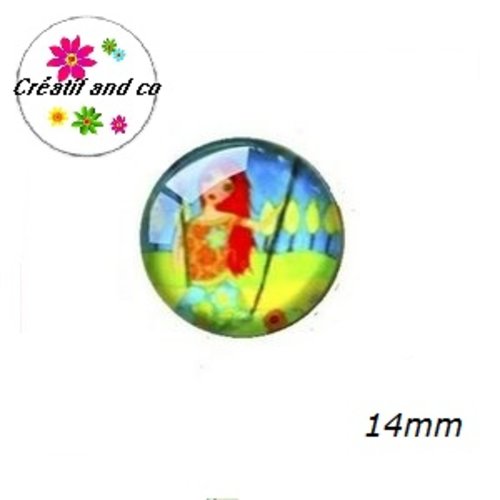 X2 cabochons fille sur balançoire 14mm