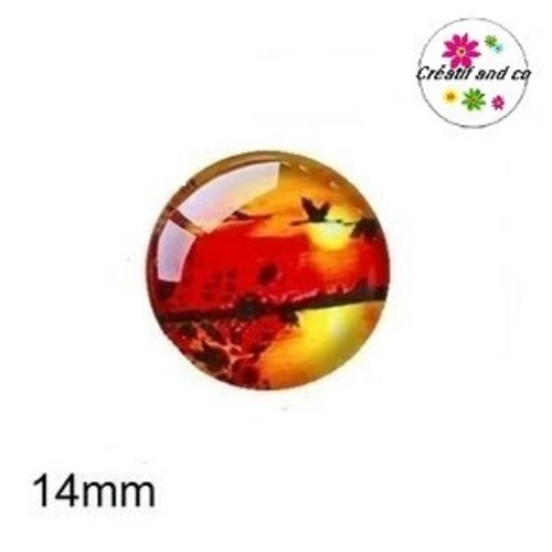X2 cabochons coucher de soleil 14mm