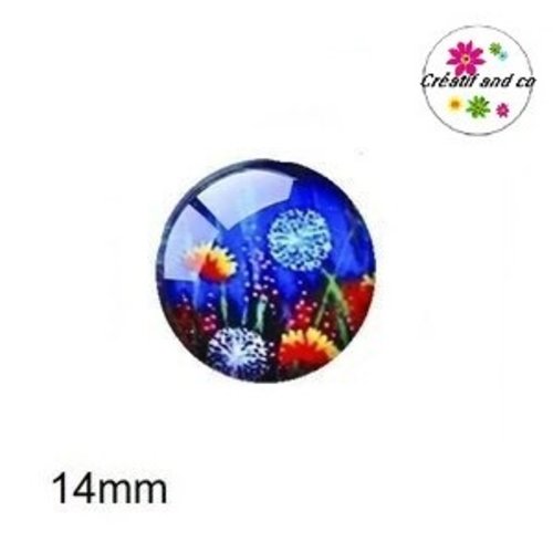 X2 cabochons fleuris 14mm
