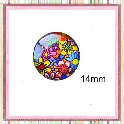 X2 cabochons fleuris 14mm