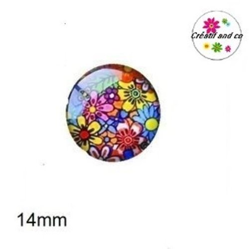 X2 cabochons fleuris 14mm