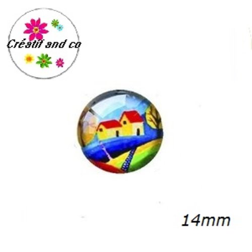 X2 cabochons maisons 14mm