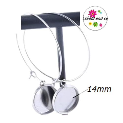 Créoles 20mm et son support cabochon 14mm