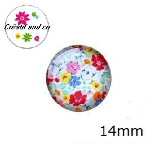 X2 cabochons fleuris 14mm