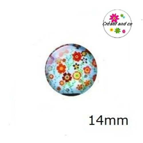 X2 cabochons fleuris 14mm