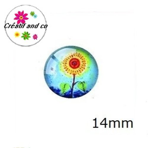X2 cabochons fleuris 14mm