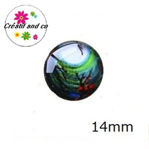 X2 cabochons branche d'arbre fleuri 14mm