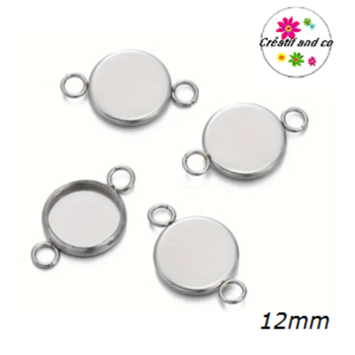 Connecteur acier inoxydable pour cabochon 12mm