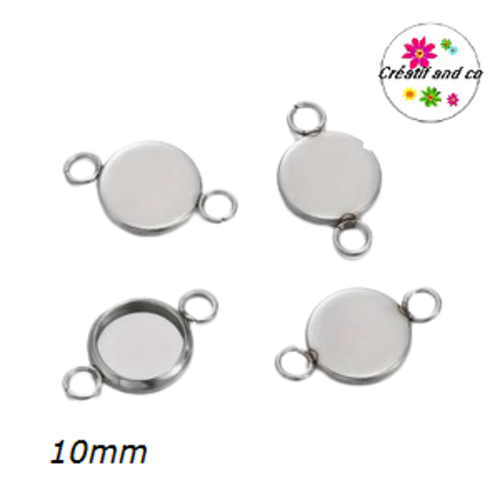 Connecteur acier inoxydable pour cabochon 10mm