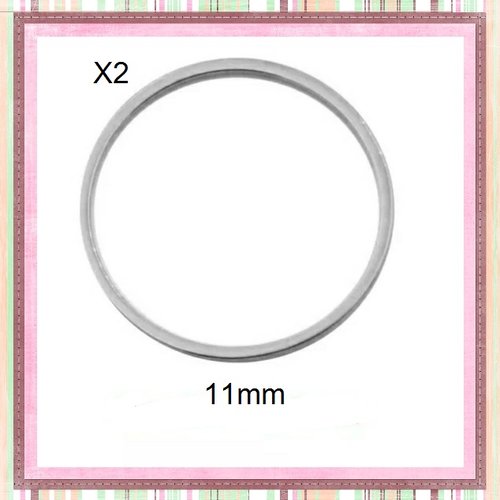 X2 connecteurs cercle acier inoxydable 11mm