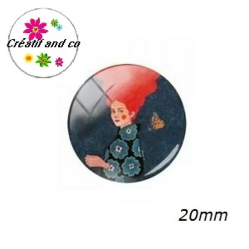 Cabochon femme chevelure orange 20mm