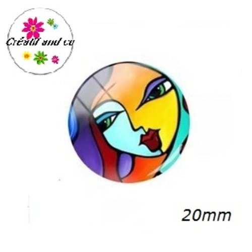 Cabochon visage femme abstrait 20mm
