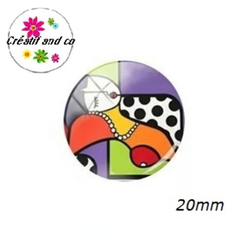 Cabochon visage femme abstrait 20mm