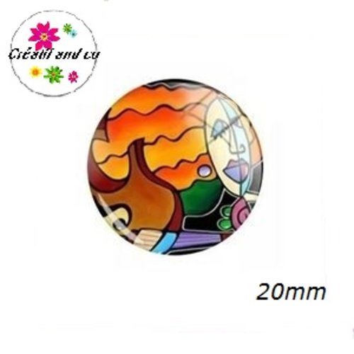 Cabochon visage femme abstrait 20mm