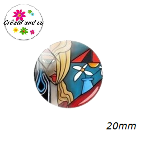 Cabochon visage femme abstrait 20mm