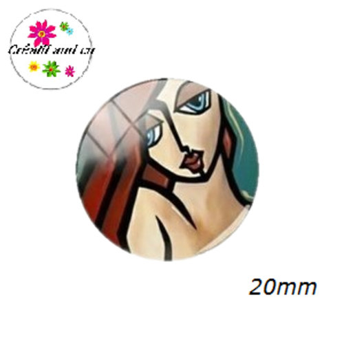 Cabochon visage femme abstrait 20mm