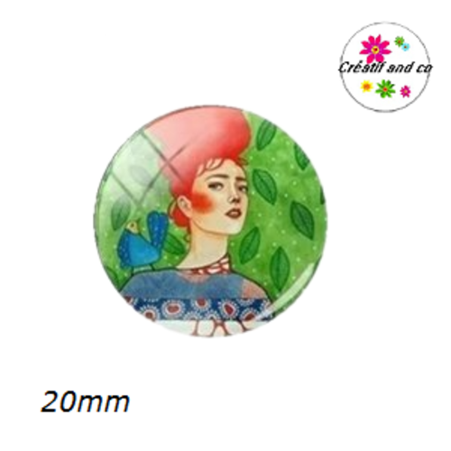 Cabochon femme chevelure orange 20mm