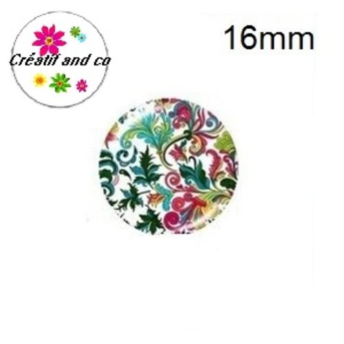 X2 cabochons fleurs et feuilles 16mm