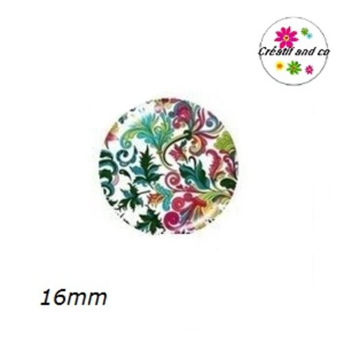 X2 cabochons fleurs et feuilles 16mm