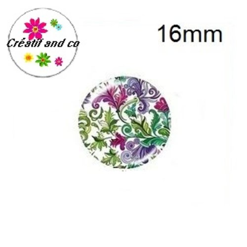 X2 cabochons fleurs et feuilles 16mm