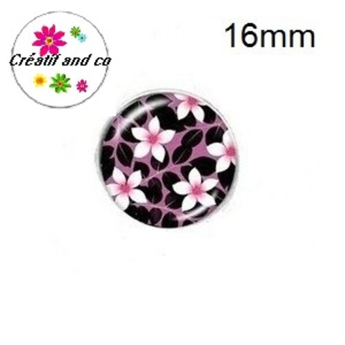 X2 cabochons fleuris 16mm