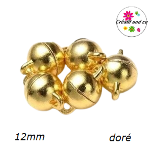 Fermoir magnétique rond boule doré 12mm