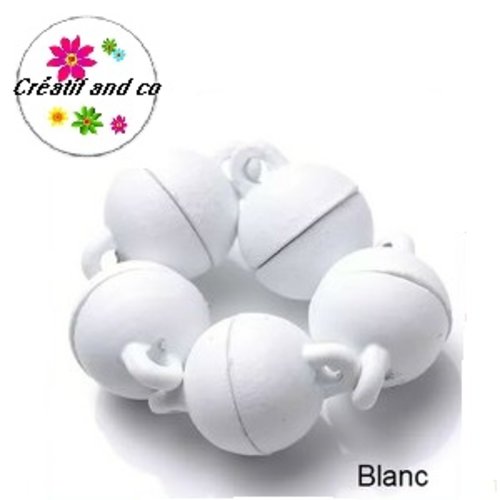 Fermoir magnétique rond boule blanc 12x8mm