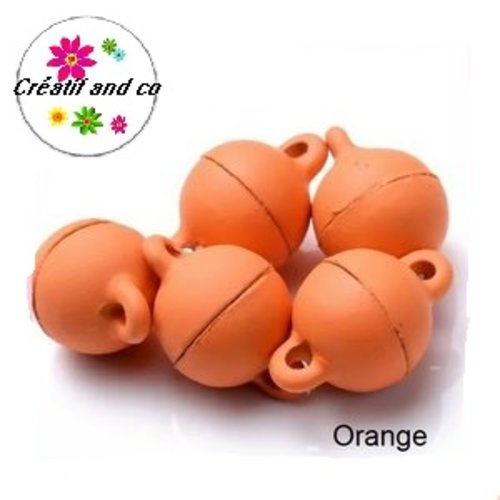 Fermoir magnétique rond boule orange 12x8mm