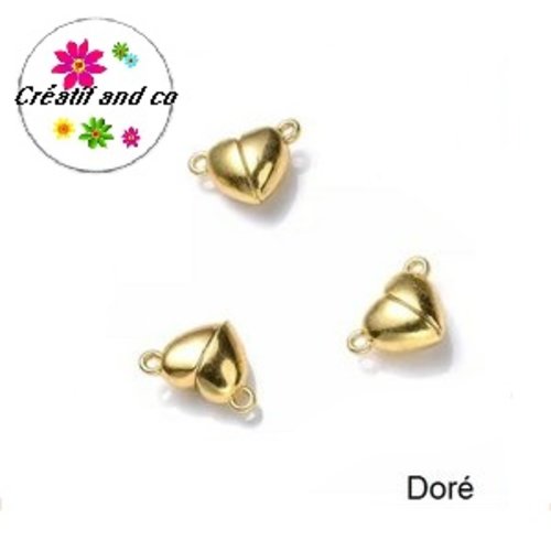 Fermoir magnétique forme coeur doré 11x16mm