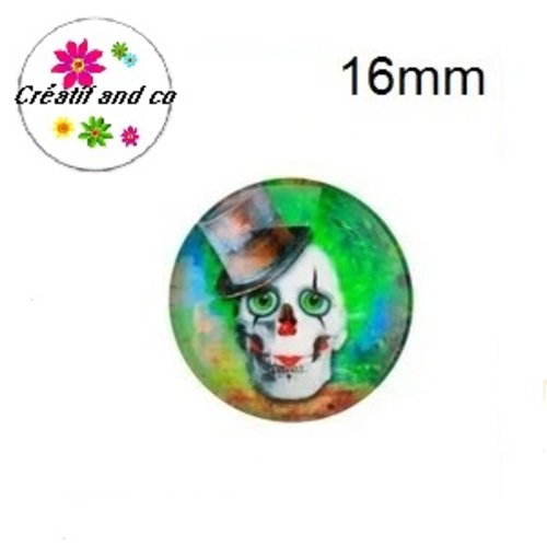 X2 cabochons tête de mort skully 16mm