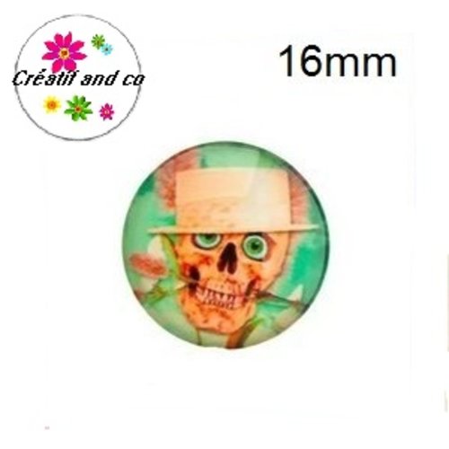 X2 cabochons tête de mort skully 16mm