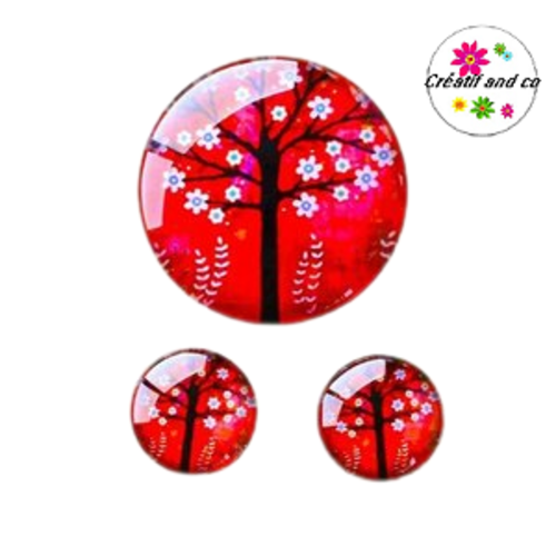Lot cabochon fleuri  25mm et 2 cabochons 12mm