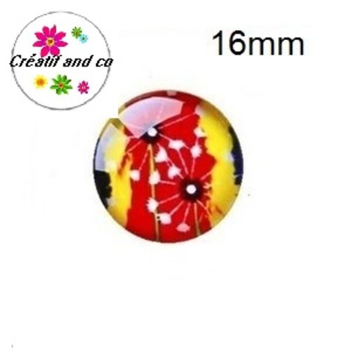 X2 cabochons fleuris 16mm