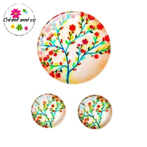 Lot cabochon arbre fleuri  25mm et 2 cabochons 12mm