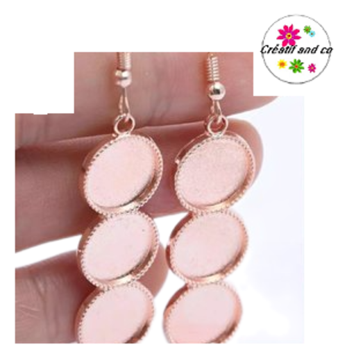 Boucle d'oreille rose gold  trio de cabochon 12mm