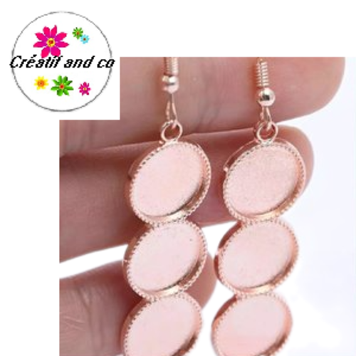 Boucle d'oreille rose gold  trio de cabochon 12mm