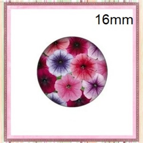 X2 cabochons fleuris 16mm