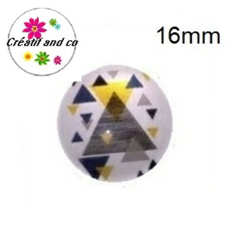 X2 cabochons motif géomètrique 16mm