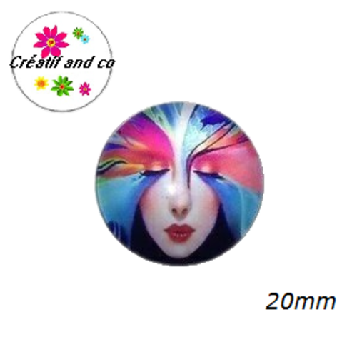 Cabochon visage femme peint 20mm