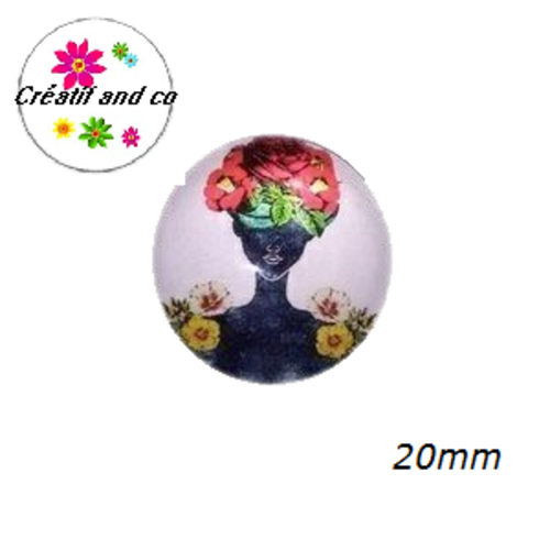 Cabochon visage femme tête fleurie 20mm
