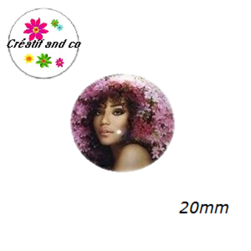 Cabochon visage femme chevelue 20mm