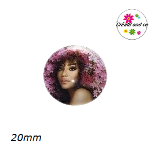 Cabochon visage femme chevelue 20mm