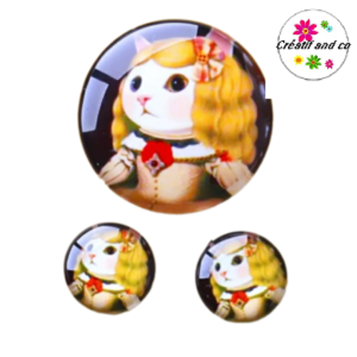 Lot cabochon chat  25mm et 2 cabochons 12mm