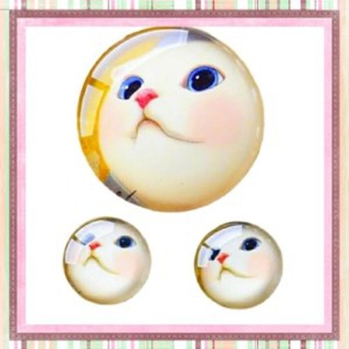 Lot cabochon chat  25mm et 2 cabochons 12mm