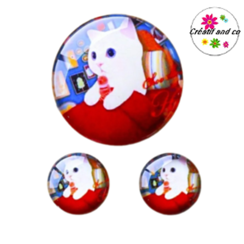 Lot cabochon chat  25mm et 2 cabochons 12mm