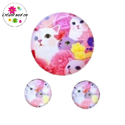 Lot cabochon nuée de chats  25mm et 2 cabochons 12mm