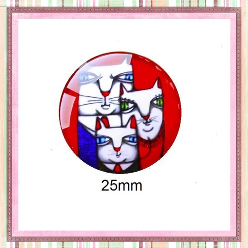Cabochon trio de chat 25mm